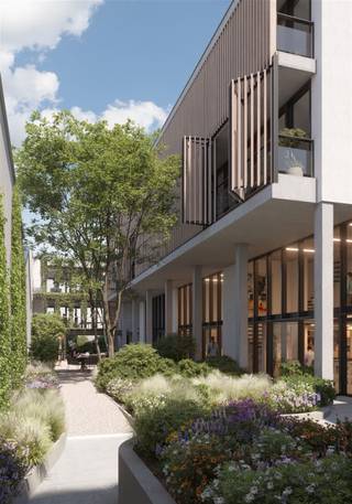 Prachtig nieuw atelierhuis (+/- 234 m2) met terrassen (24 m2) dat huisvesting en professionele activiteit combineert op een binneneiland,...