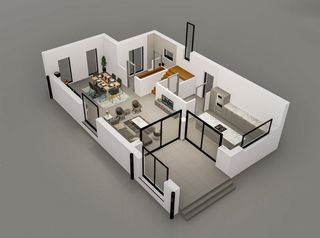 Maison avec un E-peil de E-0 comprenant 3 chambres et 1 salle de bain.Le prix est TVA et enregistrement exclus.Vous entrez dans la maison par un hall...