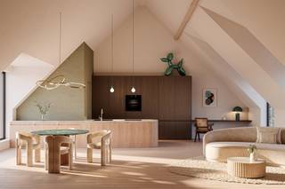 <p><strong>Residentie “Barchon”</strong> is ideaal gelegen op de hoek van de Museumstraat en de Hendrik Schoofsstraat te Brecht, vlak aan het gemeenteplein en het park. Dit <strong>stijlvolle woonproject</strong> bestaat uit <strong>27 BEN20 appartementen</strong>, verdeeld over twee gebouwen. De appartementen variëren in grootte van 84m² tot 181m² en zijn allen voorzien van <strong>ruime terrassen</strong>, met of zonder privétuin. De gemeenschappelijke tuin wordt door de ontwikkelaar aangelegd in harmonie met het project en met oog voor een smaakvolle inrichting. Er wordt een <strong>rijkelijke Vlaamse gevel</strong> gecreëerd met verscheidene details en accenten. Het ontwerp is van de hand van Moors architecten. Het combineert moderne elegantie met een landelijke sfeer, waardoor een tijdloos en stijlvol geheel ontstaat.</p>
<p><strong>Appartement 2.5</strong>: Dit <strong>ruime dakappartement</strong> van <strong>115m²</strong> biedt een indrukwekkend gevoel van openheid en licht. De leefruimte met open keuken reikt tot in de nok, wat zorgt voor een prachtig ruimtelijk effect en een unieke sfeer.<br /><br />Een absolute troef is het <strong>ruime terras</strong> van <strong>50 m²</strong>, waar u in alle rust kunt genieten van buitenruimte met een prachtig uitzicht.<br />De prijs is <strong>inclusief twee ondergrondse autostaanplaatsen</strong> en een <strong>privatieve berging</strong> in de kelderverdieping, wat het wooncomfort compleet maakt.<br />Een unieke kans voor wie ruim en praktisch wil wonen, met alle moderne faciliteiten en een zorgeloos parkeermogelijkheid!<br /><br />U richt uw appartement volledig in naar <strong>uw eigen smaak</strong> en voorkeur. U geniet daarbij van zeer <strong>ruime keuzebudgetten</strong>. Zo wordt uw appartement het verlengde van<strong> uw persoonlijkheid</strong> en is het elke dag opnieuw zalig thuiskomen.</p>
<p>Wij zorgen alvast voor <strong>standaard 3 dubbele beglazing in aluminium profielen, geothermische individuele warmtepomp, vloerverwarming, ventilatiesysteem D met warmterecuperatie, zonnepanelen, videofoon, akoestische veiligheidsdeur ‘FIRE van Weber</strong>!</p>
<p>Onder het gebouw wordt er een <strong>parkeerkelder</strong> voorzien voor 47 wagens en 56 fietsstalplaatsen. Elk appartement beschikt eveneens over een <strong>privéberging</strong> ondergronds en wordt aangevuld met gemeenschappelijke afvallokalen. Het perceel wordt volledig rondom afgesloten wat uw privacy en veiligheid garandeert.</p>
<p><strong>Kom tot rust midden in het centrum van Brecht</strong>. Zo is het project gelegen pal in de kern in een rustige éénrichtingsstraat welke uitgeeft op het gemeenteplein. Winkels, scholen, horeca, openbaar vervoer zijn allen op wandelafstand gevestigd. Ook het park van Brecht is vlakbij gelegen, net zoals station Noorderkempen en het op- en afrittencomplex van de E19 Antwerpen-Breda.</p>
Interesse? Mis deze unieke kans niet en neem contact met ons op voor meer informatie of een bezichtiging!