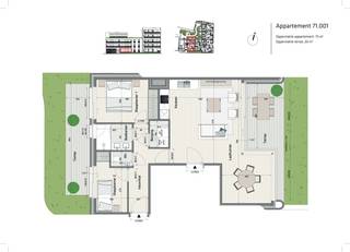 App. 71/0001 is een 2 kamer appartement, gelegen op het gelijkvoers.<br />Ruime living, open keuken met eiland, toilet, berging, badkamer met inloopdouche en badkamermeubel met dubbele lavabo, 1 grote slaapkamer en 1 kleinere slaapkamer die ook als bureau of dressing gebruikt kan worden.<br />Ruim terras aan de voorzijde met zijzicht op de Houtkaai en zonnig terras achteraan in de groene binnentuin.<br />Zeer energiezuinig met geothermische warmtepomp, zonnepanelen, regenwatervoorziening en ventilatie D. Ondergrondse autostaanplaats bij te nemen en gelijkvloerse fietsenstalling voorzien. <br />GENIET VAN DE BTW-VERLAGING VAN 6 % EN BESPAAR TOT 50.000 EURO !!! <br />Dit appartement is volledig afgewerkt en dus instapklaar. Snelle oplevering voorzien.<br />Gelegen in de nieuwe residentie Gerard David, op de hoek van Gerard Davidstraat en de Houtkaai in Christus-Koning. Zeer rustige, fietsvriendelijke omgeving, met uitstekende verbinding naar het centrum.<br /><br />De prijs is excl. btw en kosten.<br />Brochure via https://durabrik.immo/brugge-houtkaai.<br />Meer info of een vrijblijvend bezoek ? Contacteer je bouwadviseur Vincent Sohier op 0475/98.89.02. of mail naar vincent.sohier @durabrik.be<br /><br />* Afbeeldingen en opp. zijn indicatief<br />