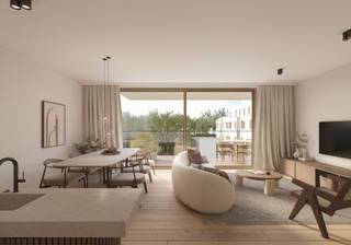 <p>Mooi appartement op de 2de verdieping met een ruime leefruimte met open keuken en aansluitende berging, 2 slaapkamers aan de voorzijde, badkamer met douche en dubbele lavabo en apart toilet, mooie inkomhal met ingebouwde vestiairekast en glazen deur naar leefruimte. Het terras grenst aan de leefruimte en biedt u een mooi zicht op een groene gemeenschappelijke tuin. <br /><br />De verwarming wordt voorzien met een geothermische warmtepomp op zonnepanelen waardoor de stookkosten aanzienlijk lager liggen dan bij een gasketel. Het appartement voldoet aan de zuinigste energienormen om met deze dure energieprijzen te genieten van een betaalbaar wooncomfort.<br /><br />Het project "Rubenspark" is gelegen op de Mechelsesteenweg te Blaasveld, kort bij het centrum en op wandelafstand van een kleuter- en lagere school, en van verschillende winkelketens zoals Delhaize en Okay. Er is een vlotte bereikbaarheid via de A12 en de E19. <br />Aan de zijde van de Mechelsesteenweg komt een mooi, hedendaags gebouw met 19 appartementen over 4 verdiepingen. Met een ruime keuze tussen 1,2 en 3 slaapkamer-appartementen. Alle terrassen kijken uit op het groene en rustige binnen gebied aan de achterzijde.<br />Achter de appartementen in de groene binnentuin creëren we 12 wooneenheden genoemd stapelwoningen.<br />De gelijkvloerse 2 slaapkamer woningen zijn voorzien van een privatieve tuin en terras en de appartementen zijn allemaal voorzien van een ruim terras. Het project beschikt over een ondergrondse keldergarage en mooie gemeenschappelijke tuinen.<br />In dit groene kader, zal dit project vooral de focus leggen op hedendaagse architectuur en uitgedachte buitenaanleg om een bijzondere woongelegenheid te creëren.<br /><br /></p>