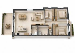 Dit charmante gelijkvloerse nieuwbouwappartement in Kluisbergen biedt een comfortabele leefruimte van 113 m², ideaal voor gezinnen of wie op zoek is naar een ruim verblijf. Het appartement beschikt over drie gezellige slaapkamers, perfect voor zowel rust als privacy, en heeft een aparte private ingang voor extra zelfstandigheid.<br /><br />De badkamer is functioneel en verzorgd, waardoor u elke dag in alle comfort kunt beginnen. Daarnaast beschikt het appartement over een carport en een private berging in de kelder, wat extra gemak en opbergruimte biedt. Twee ruime terrassen maken dit appartement compleet en zorgen voor aangename buitenruimtes om te ontspannen.<br /><br />Gelegen in een rustige en aangename buurt van Kluisbergen, combineert dit appartement rust met nabijheid van lokale voorzieningen. Een uitstekende keuze voor wie op zoek is naar een appartement waar wonen, comfort en privacy centraal staan.
