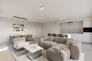 Nieuwbouwappartementen in hartje Ravels. Wonen in de dorpskern nabij alle voorzieningen én voor de natuurliefhebbers: vlakbij de prachtige Staatsbossen. <br /><br />Hier bouwt men een stijlvol nieuwbouwproject met appartementen van 102 tot 132 m². Huren kan vanaf €1.000 per maand (excl. servicekosten).<br /><br />Knappe architectuur met een kwalitatieve afwerking, duurzame materialen en véél lichtinval. De appartementen worden gebouwd volgens de hedendaagse energienormen. <br /><br />De gemeenschappelijke parktuin biedt bewoners een groene omgeving om zich te ontspannen met een goed boek of gewoon tot rust te komen. Het onderhoud is volledig in handen van een tuinman, zodat u zorgeloos kan genieten, zonder verplichtingen van een eigen tuin.<br /><br />Een thuis die niet alleen praktisch, maar ook gewoon écht mooi is.<br /><br />Wat mag je verwachten?<br />- 1 of 2 slaapkamers<br />- Aangename terrassen van 11 m² tot 21 m²<br />- Volledig opgeschilderd<br />- Energiezuinige technieken zoals vloerverwarming én -koeling, warmtepomp en zonnepanelen.<br />- Een ondergrondse staanplaats (inbegrepen in de huurprijs!), bereikbaar via een autolift<br />- Gemeenschappelijke fietsenberging.<br />- Gemeenschappelijke parktuin<br />- Servicekosten: 125 € per maand<br /><br />Timing? De oplevering is voorzien mei - juni 2026. Alles nog in opbouw dus, maar dat geeft jou de kans om je toekomstige thuis nu al veilig te stellen.<br /><br />Maak gerust een afspraak op kantoor via de rode knop 'bezoek inplannen'. Dan bekijken we of er een appartement tussen zit dat helemaal bij je past.