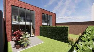 Te koop - STUK GROND VOOR PROJECT NIEUWBOUW MET REEDS VERLEENDE BOUWVERGUNNING voor het bouwen (aan 6% BTW) van één of twee eengezinswoning(en)...