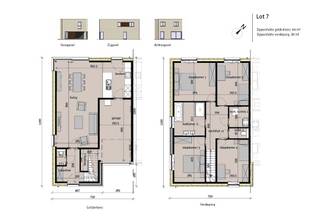 Lot 7 is een halfopen bebouwing in de moderne stijl.GELIJKVLOERS inkom, wc, ruime living met open keuken, garage met bergruimte.EERSTE VERDIEPING: 4...