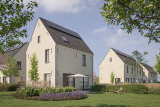 These 7 homes are located in a small, family-friendly development.<br />The development consists of 6 semi-detached houses and 1 detached house.<br />The setting, overlooking the countryside, provides a well-deserved rest after a busy day.<br />The proximity of schools, shops, restaurants, and a train station is an added bonus.<br />The gardens are already partially landscaped and provide the necessary privacy.<br /><br />Lot 105 F: This is a modern, presbytery-style house equipped with all modern comforts.<br />On the ground floor, we have an entrance hall with a guest toilet and staircase. The living room and kitchen overlook the greenery and provide direct access to the terrace.<br />Upstairs, we find 3 bedrooms and a bathroom.<br />You can choose all the materials.<br />Schedule an appointment for further information.<br />info@flameestate.be