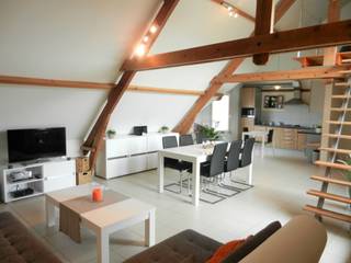 in loft-stijlmodern en instapklaarheel centraal gelegenomvattende een ruime en klare living met ingerichte moderne open keuken, ingerichte badkamer,...