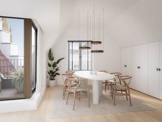 LUXUEUS DAKAPPARTEMENT met authentieke charme en UNIEK UITZICHT.
Dit uitzonderlijk afgewerkte dakappartement met een totale bruto oppervlakte van 189 m2  combineert authentieke elementen, zoals originele balken, met hedendaagse architectuur en hoogwaardig comfort. Het beschikt over 2 slaapkamers en een uniek terras/balkon met prachtig uitzicht op de OLV-kerk.
Het appartement omvat een inkomhal met vestiaire en toilet, een volledig uitgeruste keuken met hoogwaardige Miele-toestellen, een sfeervolle zithoek en een unieke eetplaats met leeshoek/bibliotheek. Beide slaapkamers beschikken over maatkasten. Verder is er een luxueuze badkamer, afgewerkt met mortex, Vola-kraanwerk en travertin, en een praktische berging.
De hoogwaardige afwerking omvat eiken parket, Dark-verlichting, vloerverwarming, airco, warmtepomp, domotica, videoparlofonie, blokkaderdeuren en nieuw schrijnwerk met dubbel glas. Verder zijn er een lift, private berging en gemeenschappelijke fietsenberging.
Er is tevens mogelijkheid tot aankoop van één of meerdere autostaanplaatsen in het gebouw.
Kopers hebben inspraak in de keuze van de afwerking binnen een ruim voorzien budget.
Een unieke combinatie van karakter, hedendaagse luxe en een prachtig uitzicht, midden in het historische Brugge.