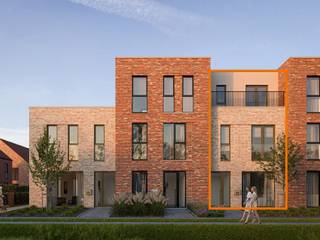 Deze gesloten bebouwing met een grondoppervlakte van 140m² combineert efficiënt ruimtegebruik met hedendaags wooncomfort. Op het gelijkvloers vind je een open leefruimte met keuken, een berging en een apart toilet. De eerste verdieping beschikt over drie slaapkamers, een ingerichte badkamer, een berging en een apart toilet. De tweede verdieping heeft een ruime slaapkamer met dressing, een berging en een tweede optionele badkamer. Geïnteresseerd? Neem contact op via 03 808 43 94 of info@matexi.be.<br />