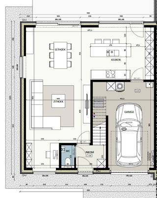 Dicht bij het centrum van Oostkamp realiseert Dumobil Woonprojecten deze halfopen nieuwbouwwoning in landelijke bouwstijl in de Guido Gezellestraat op een perceel van 401 m². De woning kenmerkt zich door een strak-landelijke stijl met dakpannen in Oud-Latem rood en de naturelle voordeur in afrormosiahout, aangevuld met hoogwaardig pvc-buitenschrijnwerk en hoogisolerende beglazing. Je komt binnen in een leefruimte met aparte bureauhoek en een open keuken wat zorgt voor een ruimtelijk gevoel. Er zijn 4 ruime slaapkamers en een badkamer voorzien van een bad, inloopdouche en meubel met dubbele wastafel. Daarbij zijn er 2 aparte toiletten. De ruime afgewerkte zolderverdieping is bereikbaar via een vaste trap. Zo richt je deze ruimte makkelijk in als extra bureau, hobby- of speelplek. Je beschikt over een inpandige garage en een oostgerichte tuin. Deze woning wordt tot in de puntjes afgewerkt. Zo worden niet alleen het terras en de dubbele oprit aangelegd, maar ook de tuinpaden en het gazon. Verder is de tuinafsluiting inbegrepen. Een grote plus is dat deze woning beschikbaar is aan het verlaagde btw-tarief van 6% wat zorgt voor een aanzienlijke besparing op het totaalbudget.<br /><br />De woning is uitgerust met zonnepanelen en een geothermische warmtepomp met vloerverwarming op het gelijkvloers en de eerste verdieping. Dankzij de passieve koeling door geothermie geniet je ook in de zomer van optimale temperaturen in huis. Het ventilatiesysteem D met warmterecuperatie en automatische luchtkwaliteitssensoren garandeert het hele jaar door een gezond binnenklimaat. Er is een regenput van 10.000 liter, waarop de toiletten, wasmachine en buitenkraan zijn aangesloten. Tot slot is alles voorzien om een toekomstige laadpaal te installeren. Door deze energie-efficiënte technieken woon je duurzaam, verlaag je je energiefactuur en draag je je steentje bij aan het milieu. De interieurfoto's hier getoond zijn ter inspiratie van de mogelijkheden.<br /><br />Deze all-inprijs excl. kosten omvat een volledig afgewerkte, instapklare woning met álle voorzieningen en omgevingswerken inbegrepen. De totale kostprijs incl. wettelijke kosten waaronder registratierechten, btw, notaris- en aansluitingskosten kan je eenvoudig bekijken op onze <u><strong>website</strong></u>: <u><strong>dumobil.be/nl/woonprojecten/projecten/oostkamp-guido-gezellestraat-halfopen-landelijke-projectwoning</strong></u> En/of contacteer onze bouwadviseur Sam Borrey voor meer info: 0483/21.01.33 | sam@dumobil.be