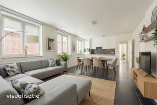 Modern appartement op de eerste verdieping met 2 slaapkamers, aparte bureauruimte, ruim terras en inpandige garage met berging (verplicht bij aan...