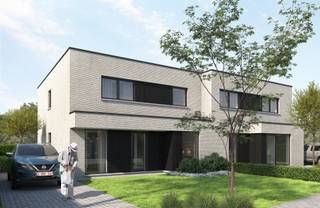 Deze moderne, halfopen woning bouwen we op een rustige, landelijke locatie in Ardooie, tussen de Sprietstraat, Beverensestraat en Hellestraat...