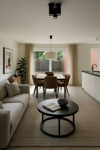 Rustig gelegen nieuwbouwwoning in het centrum van Koolskamp. INDELING:- Gelijkvloers: Inkomhal met apart toilet, lichtrijke woonkamer met zit- en...