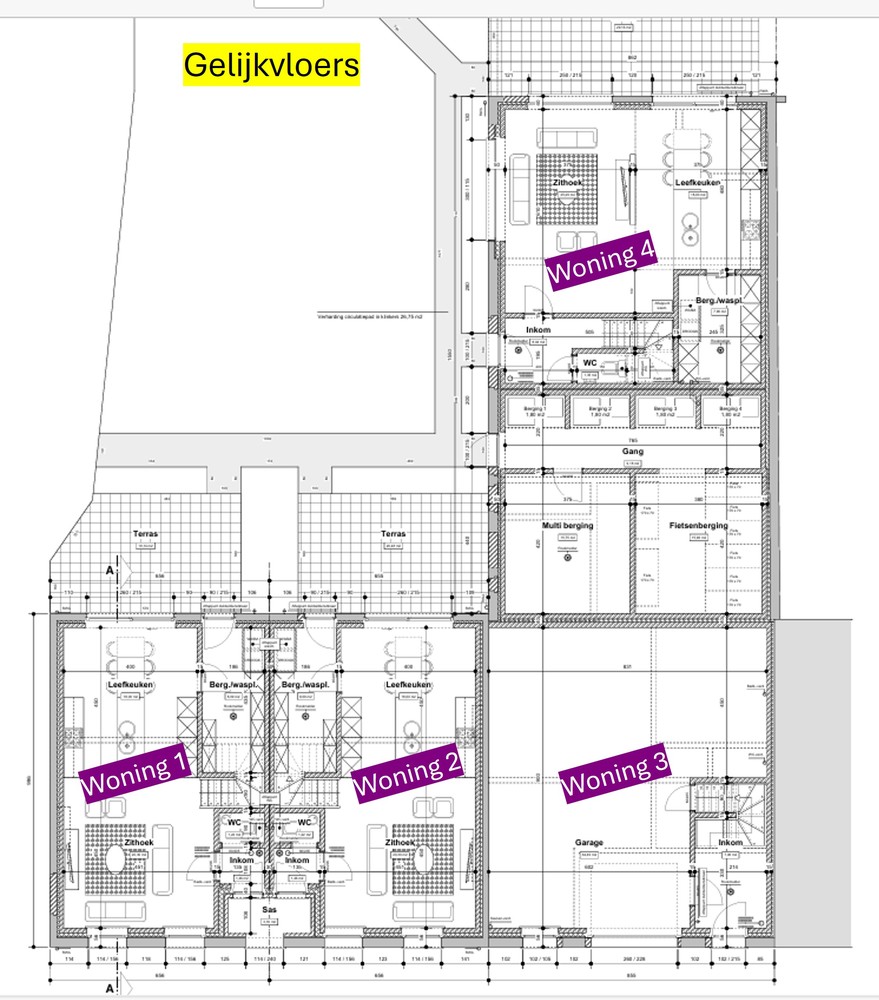 VERGUND PROJECT: 4 woningen met achterliggende staanplaatsen - foto 5