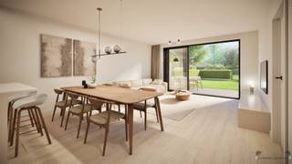 <p><span>Luxueus energiezuinig gelijkvloers nieuwbouw appartement met privé tuin en terras</span></p><p><span> </span></p><p><span>Het gelijkvloers appartement heeft een oppervlakte van 82,28 m</span><span><sup>2</sup></span><span>, slaapkamer en een privétuin ca 34m² met terras 12m² zodat u steeds in alle rust van de omgeving kan genieten. </span></p><p><span>Vanuit uw privétuin heeft u uitzicht alsook een eigen toegang tot de gemeenschappelijke onderhoudsvriendelijk aangelegde grote tuin van meer dan 1.000m².</span></p><p><span>Ondergronds bevindt er zich een ruime parkeergarage met garageboxen, autostaanplaatsen, fietsenstalling en afzonderlijke bergingen.</span></p><p><span> </span></p><p><span>Ieder appartement is uitgerust met vloerverwarming d.m.v. een lucht-water warmtepomp en met een mechanisch ventilatiesysteem type D. </span></p><p><span>De BEN-eisen (bijna energie neutraal) worden gerealiseerd door bijzondere aandacht te geven aan luchtdichtheid, goede isolatie, zuinige verwarmingsinstallaties en zonnepanelen. Ieder appartement wordt afgewerkt met hoogwaardige materialen zoals o.a. parket in de leefruimte en slaapkamers.</span></p><p><span> </span></p><p><span>De indeling van het appartement is als volgt: inkomhal naar de ruime leefruimte met een open keuken (samen met een oppervlakte van ca. 37m2), wasruimte/ berging, slaapkamer, badkamer met douche of ligbad en een apart toilet. De leefruimte geeft uit op uw privé tuin en terras. Ook langs de voorzijde bevindt zich een fraai aangelegde voortuin met mooie groene aanplanting.</span></p><p><span> </span></p><p><span>U bepaalt de afwerking van uw appartement volledig zelf, in samenspraak met de klantenbegeleiding van Bouwwerken Vermeiren en de geselecteerde kwaliteitspartners zoals Desco en Keukenateljee.</span></p><p><span> </span></p><p><span>Prijs van het appartement</span></p><p><span>Grondwaarde:€ 73.195,19 (exclusief 12% RR)</span></p><p><span>Constructie waarde:€ 256.704,81 (exclusief BTW)</span></p><p><span>TOTAAL:</span><span>€ 329.900,00 (exclusief kosten)</span></p><p><span> </span></p><p><span>Met het vooruitzicht op de aangekondigde verlenging van de wetgeving vanaf 1 juli 2025, bestaat er mogelijks de </span><span>kans op toepassing van het verlaagd BTW-tarief van 6%</span><span> voor projecten die vallen onder de regeling van afbraak en heropbouw. Deze mogelijkheid is onder voorbehoud van definitieve wetgevende bevestiging en mits voldaan wordt aan de wettelijke voorwaarden.</span></p><p><span> </span></p><p><span>U kunt dit appartement vandaag al beleven! Plan een afspraak in met ons kantoor en wandel door het project met een VR-bril, een unieke 3D-ervaring van uw nieuwe thuis.</span></p><p><span>Hiernaast zijn het lastenboek en plannen op kantoor te verkrijgen na afspraak: tel 03/663 44 44</span></p><p><span>Momenteel zijn de ruwbouwwerken reeds volop bezig.</span></p><p><span> </span></p><p><span>Een garagebox of autostaanplaats en berging maken verplicht deel uit van de aankoop.</span></p><p><span> </span></p><p><span>Extra:</span></p><p><span>- E20!</span></p><p><span>- Zuid-westelijke oriëntatie</span></p><p><span>- Toplocatie</span></p><p><span>- Afwerking naar wens</span></p><p><span>- Verlaagd BTW-tarief van 6% mogelijk!</span></p><p><span>- Alle pluspunten en meer info: https://www.groenebrug.be/</span></p><p><span> </span></p>