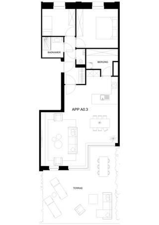 A0.3 is een ruim energiezuinig appartement met 2 slaapkamers op het gelijkvloers met een grote leefruimte met open keuken. Het zonnige zuidwest gerichte terras is bereikbaar vanuit de leefruimte via schuifraam. Net naast de open keuken bevindt zich de bergruimte. De 2 slaapkamers (1 grote en 1 kleinere) zijn voorzien aan de noordoostkant. In de inkomhal heeft u de mogelijkheid een vestiairekast te plaatsen. De badkamer is voorzien van een ruime douche en lavabo meubel en er is een apart toilet. Dit zeer energiezuinig appartement wordt verwarmd met een collectieve warmtepomp. Ondergronds bevindt zich een gemakkelijk bereikbare keldergarage met staanplaatsen en berging. De autostaanplaats dient mee aangekocht te worden voor een prijs van 27.500,00 euro exclusief kosten. De eerste kopers hebben de mogelijkheid om een tweede autostaanplaats mee aan te kopen.<br />Dit mooie appartement is gelegen in de tuinen van het volledig gerenoveerde Clarissenklooster. Vanaf uw leefruimte en terras heeft u een prachtig zicht op de gemeenschappelijke tuin en klooster. Maak een afspraak voor een bezoek ter plaatse.
