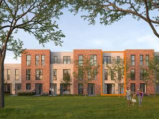 Deze gesloten bebouwing met een grondoppervlakte van 140m² combineert efficiënt ruimtegebruik met hedendaags wooncomfort. Op het gelijkvloers vind je een open leefruimte met keuken, een berging en een apart toilet. De eerste verdieping beschikt over drie slaapkamers, een ingerichte badkamer, een berging en een apart toilet. De tweede verdieping heeft een ruime slaapkamer met dressing, een berging en een tweede optionele badkamer. Geïnteresseerd? Neem contact op via 03 808 43 94 of info@matexi.be.