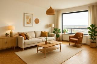 Goedgelegen op 1 minuut van het station: ruime degelijk appartement met 2 slaapkamers en een terras genietend van een magnifiek uitzicht.INDELING:...