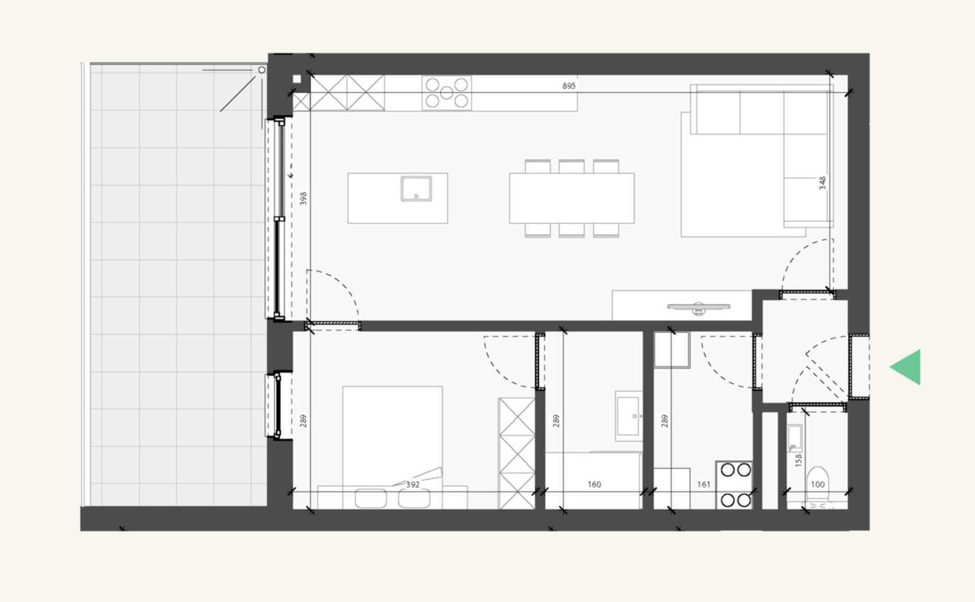 1.2 Appartement met 1 slaapkamer op de 1ste verdieping  - foto 2