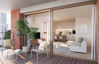 Laat je overspoelen door deze unieke omgeving. Hier woon je in alle rust, comfort en met een open zicht. Dit appartement gelegen op de vierde verdieping met 3 slaapkamers is afgewerkt met hoogwaardige materialen. Het gebouw omarmt de hedendaagse duurzaamheidsprincipes. Voor uw comfort is residentie Park 27 aangesloten op het stedelijke warmtenet. De teruggetrokken plaatsing van de grote raampartijen creëert meteen een structurele zonwering. Zonbeschermend glas en isolatie volgens de hoogste standaarden maken het af. De oranjerode baksteengevel brengt het voormalige industriële karakter van de haven weer tot leven, met een vleugje art deco. Er kan optioneel een parking en kelder in het gebouw aangekocht worden.