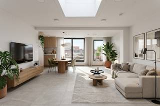 In het kloppende winkelhart van Aalst mogen wij u dit uitzonderlijke pareltje voorstellen:<strong> een compleet en hoogwaardig gerenoveerd luxe-appartement op de tweede verdieping</strong> van een kleinschalig, karaktervol gebouw met een unieke gevel, bestaande uit slechts een handelsgelijkvloers en één ander appartement. Dankzij deze kleinschalige opzet geniet u van minimale gemeenschappelijke lasten (geen lift aanwezig). <strong>Met een bewoonbare oppervlakte van 132 m², torenhoge plafonds, royale raampartijen én een automatisch bedienbare lichtkoepel baadt de woonst in een overvloed aan natuurlijk licht en ademt het geheel een sfeer van pure grandeur. </strong>Binnenin verwelkomt de riante leefruimte u met een indrukwekkend gevoel van openheid, naadloos aansluitend op de kwalitatief ingerichte keuken. De doordachte indeling omvat verder 2 volwaardige slaapkamers, een stijlvolle badkamer en een praktische berging. Als kers op de taart beschikt u aan de rustige achterzijde over<strong> een zalig terras van maar liefst 21 m² –</strong> een heerlijke oase van rust en privacy midden in het bruisende stadscentrum.<br />Ook op energetisch en technisch vlak beantwoordt dit appartement aan de strengste hedendaagse normen: een uitmuntend EPC-label A, energiezuinige vloerverwarming op aardgas, een C+-ventilatiesysteem, asbestveiligheid en reeds voorziene wachtbuizen voor zowel zonnepanelen als airconditioning. Een handige fietsenberging maakt het comfort compleet. Een zeldzame opportuniteit voor wie houdt van authentiek karakter en modern topcomfort op een absolute toplocatie!
