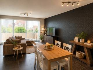 omvattende een inkomhal met vestiaire en apart toilet, ruime living, modern ingerichte open keuken, nachthal, moderne badkamer, 2 slaapkamers, berging, mooi terras met groen uitzicht en garage<br /><br />HP appartement = 695 €/maand<br />HP garage (verplicht bij te huren) = 50 €/maand<br />voorschot HL = 50 €/maand (incl. individueel waterverbruik)