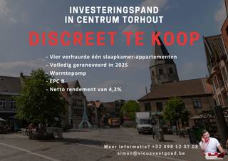 Voor meer informatie contacteer Simon via +32 498 12 37 08 of via simon@vicusvastgoed.beDISCREET TE KOOP: INVESTERINGSPANDIn het bruisende centrum...