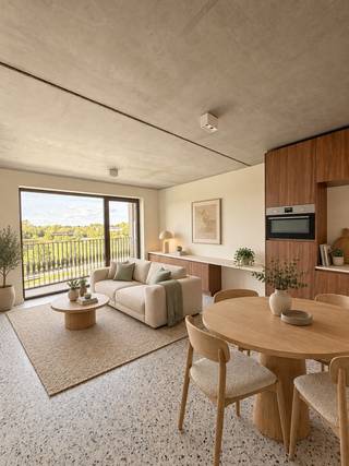 Moderne studio met twee terrassen en zicht op de Leie<br />Op zoek naar een comfortabele en energiezuinige woonst in Kortrijk? Deze lichtrijke nieuwbouwstudio van 50 m² bevindt zich op de tweede verdieping van Kaai Studio. Dankzij de centrale ligging woon je vlak bij de Leie en op wandel- of fietsafstand van het station, het stadscentrum, verschillende hogescholen en universiteiten en het LAGO-zwembad.<br />De studio omvat een aangename leefruimte met een volledig ingerichte open keuken. Het slaapgedeelte is afzonderlijk ingericht en voorzien van een dubbel bed met lattenbodem. Verder zijn er een badkamer met inloopdouche, lavabo en toilet, en een praktische berging met aansluiting voor een wasmachine. Verspreid over de studio zorgen ingemaakte kasten voor voldoende opbergruimte.<br />Een extra troef zijn de twee private terrassen. Als bewoner kun je bovendien gebruikmaken van de fraai aangelegde gemeenschappelijke daktuin, met groenvoorzieningen, picknickbanken en een mooi uitzicht over de Leie.<br />De studio is volledig geschilderd en uitgerust met verlichting. Verwarming en passieve koeling worden geleverd via de gemeenschappelijke energiecentrale. Fietsen kunnen veilig in de fietsenstalling worden geplaatst. Het is ook mogelijk om je fiets met de lift naar boven te brengen.<br />Maandelijkse kosten:<br />Huurprijs: € 760<br />Gemeenschappelijke kosten: € 70<br />Verwarming: € 60<br /><br />Onmiddellijk beschikbaar.<br />Neem gerust contact op om een afspraak te maken.