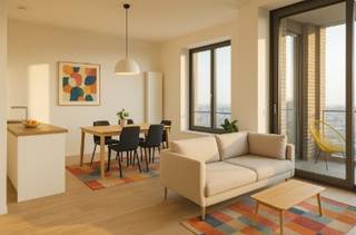 Appartement van 90?m² te huur op de 11e verdieping in het gebouw Dayton aan de Parkdreef in Tour & Taxis. Het appartement is gebouwd en opgeleverd...