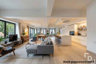 Appartement met een bewoonbare opp. van ca 300m² en garage op toplocatie te koop in centrum IeperIn de Schotlandstraat, aansluitend aan de Leet van Ieper, vinden we residentie 'Leet en Loft'.Dit appartement geniet van een royale bewoonbare oppervlakte van maar liefst 299m² die zich strekt over de gehele tweede verdieping, een zeer centrale locatie en een eigen garage.Indeling:GLV: Garage - bergruimteV+2: Inkom - leefruimte met parketvloer - keuken voorzien van frigo met vriesvak, microgolf, heteluchtoven, keramisch kookblad en vaatwas - wasruimte - hal - 2 slaapkamers, elk voorzien met hun eigen badkamer met douche - 2 aparte toiletten - bergruimteExtra's:* EPC: B* CV op gas met vloerverwarming en radiatoren* Toplocatie* Zeer ruime bewoonbare oppervlakte* Ventilatiesysteem: C