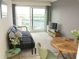 Residentie PARK : Op de 6de verdieping met panoramische zicht op het Hinterland, knusse zonnige studio op 250m van het strand, bestaande uit :...