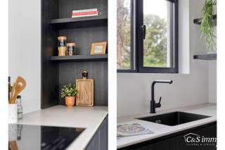 Une construction ouverte, lumineuse et pleine de caractère, avec un jardin ensoleillé de 560 m². La maison a été rénovée en 2025 et est située à la frontière avec Vriesdonk, à quelques pas du centre.<br />Le hall d'entrée lumineux vous accueille et donne immédiatement le ton pour l'intérieur chaleureux. Le hall comprend des toilettes séparées et un vestiaire, ainsi qu'un bureau/espace de travail séparé.<br />Le salon confortable, d'environ 43 m², est aménagé sur deux niveaux et respire la classe et la convivialité, avec de grandes baies vitrées qui laissent entrer abondamment la lumière du soleil. La salle à manger est adjacente à la cuisine luxueuse semi-ouverte, équipée d'un plan de travail en pierre, d'une plaque à induction, d'une hotte aspirante, d'un four combiné, d'un réfrigérateur et d'un lave-vaisselle.  La cuisine et la salle à manger donnent directement accès à la terrasse ensoleillée et au jardin aménagé.<br />La maison dispose de trois chambres à coucher (environ 18-15-10 m²) avec parquet. Salle de bains luxueuse avec douche à l'italienne, baignoire, double meuble de salle de bains et toilettes.<br />Au sous-sol, vous trouverez un débarras pratique et un garage.<br />La maison a été rénovée en 2025. Des panneaux solaires sont prévus. EPC B. Électricité conforme, nouvelle chaudière au gaz, etc.<br />