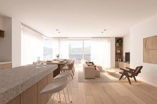Residentie Alba is een stijlvolle nieuwbouwresidentie aan de Torhoutse Steenweg in Sint-Andries, op korte afstand van het centrum van Brugge en met een vlotte aansluiting naar de belangrijkste invalswegen. De hedendaagse architectuur combineert een verfijnde gevelafwerking met warme houtaccenten, royale glaspartijen en ruime terrassen. Binnen staan licht, comfort en kwaliteit centraal, aangevuld met energiezuinige technieken zoals een bodem-waterwarmtepomp, vloerverwarming, ventilatie met warmteterugwinning en zonnepanelen.<br /><br />Dit aangename appartement op de eerste verdieping biedt een comfortabele woonindeling met twee slaapkamers, een badkamer, afzonderlijk toilet en praktische berging. De leefruimte vormt samen met de open keuken het hart van de woning en geniet dankzij de grote raampartijen van een mooie natuurlijke lichtinval. Vanuit de leefruimte is er rechtstreeks toegang tot het terras van circa 11 m², een fijne buitenruimte om te genieten van een rustig moment in de buitenlucht. Met een bruto oppervlakte van circa 88 m² is dit een mooi uitgebalanceerde woongelegenheid.<br /><br />Ondergronds bevinden zich garageboxen, parkeerplaatsen en private bergingen, bereikbaar via een autolift. Bij elk appartement dient verplicht een parkeerplaats of garagebox te worden aangekocht; deze is niet inbegrepen in de vermelde verkoopprijs.<br /><br />Interesse? Maak vandaag nog vrijblijvend een afspraak voor een persoonlijk gesprek met Wout.