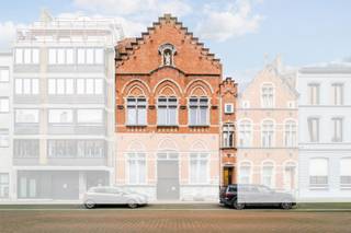<p><strong>An impressive volume, high ceilings and character - set within a former church in the centre of Ostend.</strong></p>
<p>Located in the heart of Ostend, within walking distance of the city hall and public transport, this exceptional property is housed in a former church that was transformed around 2000 into a contemporary office space with a private living area.</p>
<p>Behind the charming brick façade lies a bright and striking interior offering a remarkable sense of space. An individual entrance on the ground floor leads, via staircase or private lift, to the first floor where the open office area unfolds beneath curved steel structures. The round stained-glass window forms a distinctive architectural feature, reinforcing the building’s unique identity.</p>
<p>Above the workspace, a mezzanine appears to float within the volume. This level includes a bedroom, bathroom with shower, kitchen, living area and laundry space. The layout creates a rare combination of professional functionality and private comfort within one architectural concept.</p>
<p>The property is licensed as office space with a private section and is ideally suited for liberal professions, entrepreneurs or those wishing to combine work and residence in a characterful setting in central Ostend.</p>
<h3>Key features</h3>
<ul>
<li>Former church with characterful façade</li>
<li>Impressive volume and high ceilings</li>
<li>Unique round stained-glass window</li>
<li>Open office space with mezzanine</li>
<li>Private living area with bedroom and bathroom</li>
<li>Individual entrance with private lift and staircase</li>
<li>Insulated walls and roof</li>
<li>Electric underfloor heating</li>
<li>Central location near city hall and public transport</li>
</ul>