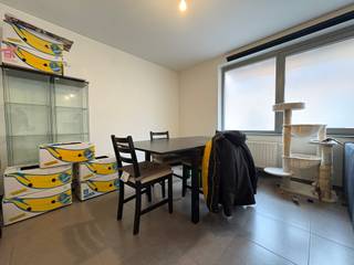 <p>Dit appartement met een bewoonbare oppervlakte van 54 m² bevindt zich op het gelijkvloers.<br />Via de inkom komt u in de ruime, lichtrijke woonkamer met open keuken, uitgerust met kookplaat, dampkap, oven en koelkast.</p><p>Aansluitend bevindt zich een praktische berging met de nodige aansluitingen voor een wasmachine.<br />De badkamer is voorzien van een lavabomeubel en een inloopdouche. Verder is er een apart toilet aanwezig.</p><p>Het appartement beschikt over 1 slaapkamer.</p><p>In de huurprijs is bovendien een garagebox inbegrepen.</p><p>Algemene kosten bedragen € 20 per maand.</p>