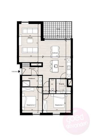 Goed ingedeeld appartement met 2 ruime slaapkamers.Er is bovendien een ruim, zuid- oost gericht terras met uitzicht op de mooie gemeenschappelijke...