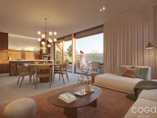 <p><strong>Houthof, CONIFEER – </strong><em>Wonen in alle rust, midden in de binnentuin</em></p>
<p>Hét nieuwe appartementengebouw binnen Houthof in Sint-Lenaarts. Hier vloeien binnen en buiten moeiteloos in elkaar over, met leefruimtes vol daglicht, <strong>groenzicht aan twee zijden</strong> en <span>terrassen op het zuidwesten</span>.<strong></strong><em><strong> <br /></strong></em></p>
<p><strong>Appartement CO_2.02: prachtig dakappartement met 2 slaapkamers en zuidwest gericht terras!</strong></p>
<p>Indeling als volgt: ruime inkomhal met apart toilet en vestiaireruimte, <strong>leefruimte</strong> met lichtkoepel en open ingerichte keuken (samen ca. <strong>34m²</strong>), bergruimte/wasplaats (ca. 3,6m²), <strong>twee volwaardige slaapkamers</strong> (15,66m² en 12m²) en ingerichte badkamer. Het appartement geeft via een groot schuifraam in de leefruimte uit op een deels overdekt <strong>zuidwest gericht terras </strong>(ca. 9,9m²) met zicht op het <u>groene binnengebied!</u></p>
<p>Het <u>energiezuinige</u> <u>appartement</u> (<strong>max. E30</strong>) wordt volledig en degelijk afgewerkt; zo is er thermisch onderbroken aluminium buitenschrijnwerk met isolerende beglazing, vloerverwarming in combinatie met een <strong>individuele lucht-water warmtepomp,</strong> balansventilatie en een regenwaterrecuperatie-systeem! Extra aandacht wordt besteed aan akoestische isolatie (ontdubbelde scheidingswanden, akoestische vloerisolatie, …). Grote ondergrondse parkeerkelder (lift tot appartement). Verplichte aankoop van minimum één kelderparking.</p>
<p><em>Houthof, dorpse charme, tijdloze uitstraling</em></p>
<p>Contacteer ons voor meer informatie of een vrijblijvende afspraak: info@coga.be - 03/636.47.47.47.</p>