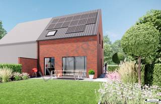 <p><span>Deze nieuwbouwwoning in de Eikelstraat in Kalmthout wordt gerealiseerd als een halfopen bebouwing en combineert een doordachte indeling met hedendaags wooncomfort en energiegerichte technieken.</span></p><p><span>De woning wordt uitgevoerd als een halfopen bebouwing met een breedte van ongeveer 6 meter en een bouwdiepte van ongeveer 12 meter. De eerste verdieping wordt grotendeels binnen het hellende dakvolume van 45° opgenomen.</span></p><p><span> </span></p><p><span>Gelijkvloers</span></p><p><span>Via de inkomhal aan de voorzijde van de woning betreedt u de woning. Op het gelijkvloers bevinden zich een afzonderlijk toilet met softclosezitting, de trap naar de verdieping en de toegang tot de leefruimtes.</span></p><p><span>Bij de hal bevindt zich een praktische berging, waar ook de was- en droogvoorzieningen worden voorzien. De technische installaties worden verder toegelicht onder Technieken &amp; energie.</span></p><p><span>De open keuken staat in verbinding met de eet- en leefruimte en vormt zo een aangenaam geheel. De keuken wordt ingericht met inbouwtoestellen, waarvoor een voorziene waarde van €7.500 is opgenomen. De keuken en leefruimte worden afgewerkt met een stenen vloer, waarvoor een tegelbudget van €40/m² excl. plaatsing is voorzien.</span></p><p><span>Het leefgedeelte wordt voorzien van vloerverwarming. De wanden en plafonds worden gepleisterd afgewerkt. De Aluplast PVC-ramen met driedubbele beglazing zorgen voor een aangenaam binnenklimaat en dragen bij aan de energiezuinigheid van de woning. Aan de achterzijde zorgen de grote raamopeningen voor een mooie verbinding met de buitenruimte en brengen ze aangenaam veel natuurlijk licht binnen.</span></p><p><span> </span></p><p><span>Eerste verdieping</span></p><p><span>Via de trap bereikt u de nachthal op de eerste verdieping. Vanuit de nachthal is er toegang tot de twee slaapkamers en de badkamer.</span></p><p><span>De eerste slaapkamer bevindt zich aan de achterzijde van de woning en heeft een oppervlakte van ongeveer 11,3 m². De tweede slaapkamer ligt aan de voorzijde en heeft een oppervlakte van ongeveer 10,6 m².</span></p><p><span>De badkamer bevindt zich centraal op de verdieping en wordt ingericht met een ligbad van 180 × 80 cm, een toilet met softclosezitting en een badkamermeubel van 80 cm met lavabo, spiegel en kraan. Voor de sanitaire toestellen is een budget van €3.200 excl. btw voorzien.</span></p><p><span>Ook de eerste verdieping wordt voorzien van vloerverwarming en wordt afgewerkt met gepleisterde wanden en plafonds. De ramen worden uitgevoerd in Aluplast PVC met driedubbele beglazing.</span></p><p><span> </span></p><p><span>Dak</span></p><p><span>De woning wordt afgewerkt met een hellend dak met een dakhelling van 45° en dakpannen. Het dak wordt opgebouwd met een onderdakmembraan, panlatten en tengellatten en voorzien van 22 cm dakisolatie. De zolderruimte blijft onafgewerkt en wordt niet voorzien van chape.</span></p><p><span>Technieken &amp; energie</span></p><p><span>Op technisch vlak wordt de woning uitgerust met moderne installaties. De Daikin lucht-waterwarmtepomp staat in voor de verwarming en het sanitair warm water, in combinatie met vloerverwarming op zowel het gelijkvloers als de eerste verdieping.</span></p><p><span>Voor de ventilatie wordt een systeem D met balansventilatie en 84% warmterecuperatie voorzien, aangevuld met een filtersysteem, drie ventilatiestanden en een zomer- en winterbypass. Daarnaast wordt de woning uitgerust met 10 zonnepanelen met een totaal vermogen van 4.000 Wp.</span></p><p><span>Het regenwater wordt opgevangen in een regenwaterput van 5.000 liter met dubbele filter en kan onder andere worden gebruikt voor de toiletten</span></p><p><span> </span></p><p><span>kostprijs: </span></p><p><span>constructie: €224.475 excl. 21% BTW</span></p><p><span>€271.615 incl. 21% BTW</span></p><p><span> </span></p><p><span>grond: €189.000 excl. registratie en notariskosten </span></p><p><span>€219.240 incl. registratie en notariskosten </span></p><p><span> </span></p><p><span>totaal: €494.855 incl. registratie en BTW</span></p><p><span></span></p>