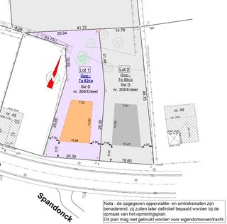 Perceel bouwgrond voor open bebouwing met een oppervlakte van ± 7a 62ca. Perceelbreedte: 20,39m. Bouwbreedte: ± 10,96m. Lot 1 uit een...