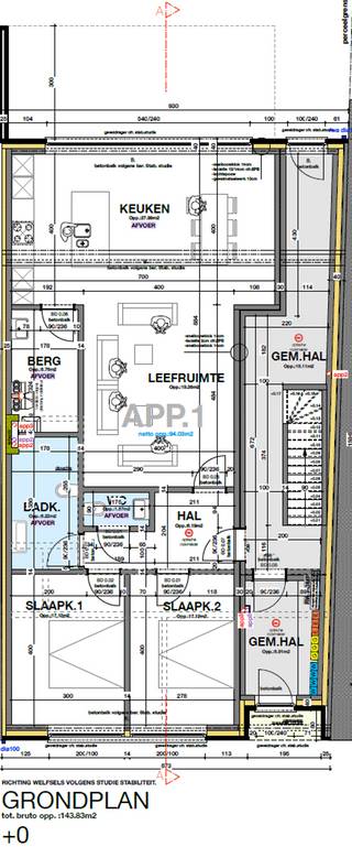 APPARTEMENT 1 – GELIJKVLOERS (94 m² + 50 m² private tuin)Titel: Modern gelijkvloers appartement met 2 slpks, 50m² tuin en parking – €265.000 (excl...