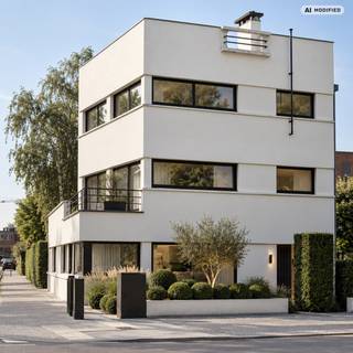 Een woning met een verhaal, een uitgesproken architecturale identiteit en een karakter dat vandaag nauwelijks nog te vinden is. Huize de Brem, ontworpen door architect Brauns, is een markante modernistische woning uit 1933 en geniet een beschermd statuut als monument.<br /><br />Met haar strakke lijnvoering, horizontale gevelcompositie, grote glaspartijen en heldere volumewerking is Huize de Brem een bijzondere getuige van het modernistische gedachtegoed. Hier koopt u dan ook niet alleen een woning, maar een stukje architectuurgeschiedenis op een herkenbare locatie in Hasselt.<br /><br />Volgens het EPC beschikt de woning over een bruikbare vloeroppervlakte van 213 m² (bron EPC) en een beschermd volume van 647 m³.<br /><br />Architectuur met een beschermd karakter<br /><br />Het beschermde statuut vormt een essentieel onderdeel van de identiteit van Huize de Brem. De architecturale kwaliteiten en historische eigenheid maken van het pand een uitzonderlijk aanbod voor wie bewust op zoek is naar vastgoed met authenticiteit en erfgoedwaarde.<br /><br />Dat betekent tegelijk dat een toekomstige renovatie met respect voor het oorspronkelijke ontwerp en de erfgoedwaarden dient te gebeuren. Ook het EPC wijst hier expliciet op: de gebruikelijke energetische aanbevelingen houden niet automatisch rekening met de erfgoedwaarden van een beschermd monument en bepaalde ingrepen kunnen daardoor niet of slechts aangepast uitgevoerd worden. Een renovatietraject vraagt hier dus om een doordachte, erfgoedvriendelijke benadering.<br /><br />Een bijzondere combinatie van wonen en werken<br /><br />De royale oppervlakte en de functionele opbouw van de woning bieden bovendien interessante mogelijkheden om wonen en werken onder één architecturaal dak samen te brengen.<br /><br />Huize de Brem kan daardoor bijzonder aantrekkelijk zijn voor bijvoorbeeld een vrij beroep, praktijk, kantoor, architecten- of ontwerpbureau, consultancy of een andere professionele activiteit die baat heeft bij een representatieve omgeving.<br /><br />De uitgesproken architectuur verleent een professionele activiteit bovendien een identiteit die een conventionele kantooromgeving zelden kan bieden. Tegelijk kan het private gedeelte zijn uitgesproken woonfunctie behouden.<br /><br />Huize de Brem is daarmee niet alleen interessant voor de architectuurliefhebber, maar ook voor de ondernemer of vrije beroeper die op zoek is naar een karaktervolle woon- én werkomgeving in Hasselt.<br /><br />Hoger gelegen tuin en twee dakterrassen<br /><br />Ook de buitenruimtes dragen bij aan het uitzonderlijke karakter van het geheel. Achter de woning bevindt zich een hoger gelegen tuin, die een verrassend groene tegenhanger vormt voor de uitgesproken architectuur.<br /><br />Daarnaast beschikt Huize de Brem over twee dakterrassen. Deze buitenruimtes sluiten bijzonder mooi aan bij het modernistische concept van de woning en creëren verschillende mogelijkheden om binnen en buiten met elkaar te verbinden.<br /><br />De tuin en beide dakterrassen bieden ruimte om te ontspannen, gasten te ontvangen of eenvoudigweg van een eigen buitenplek te genieten. Juist de combinatie van verschillende buitenruimtes maakt het pand extra interessant voor wie wonen en eventueel werken op hetzelfde adres wil verenigen.<br /><br />Dubbele garage<br />Ook praktisch heeft Huize de Brem een belangrijke troef: een dubbele garage. In een stedelijke context is parkeergelegenheid een aanzienlijke meerwaarde, en zeker bij een woning waar privé- en professioneel gebruik gecombineerd kunnen worden.<br /><br />De dubbele garage, de hoger gelegen tuin en de twee dakterrassen maken het aanbod van deze architectuurwoning dan ook opmerkelijk compleet.<br /><br />EPC – renovatiepotentieel met respect voor het erfgoed<br /><br />Huize de Brem beschikt momenteel over EPC-label F, met een berekende energiescore van 605 kWh/(m² jaar). Het EPC vermeldt een bruikbare vloeroppervlakte van 213 m². De woning voldoet vandaag niet aan de energiedoelstelling 2050.<br /><br />Het certificaat geeft verschillende energetische aandachtspunten aan, maar bij Huize de Brem moet dit steeds worden bekeken vanuit het bijzondere beschermde karakter van het gebouw. Het EPC waarschuwt expliciet dat de standaardaanbevelingen geen rekening houden met de erfgoedwaarden en daardoor niet zonder meer toepasbaar zijn.<br /><br />Dit opent voor een nieuwe eigenaar de mogelijkheid om samen met gespecialiseerde architecten en erfgoeddeskundigen te onderzoeken hoe hedendaags wooncomfort, energieprestaties en behoud van de oorspronkelijke architectuur op een kwalitatieve manier met elkaar kunnen worden verzoend.<br /><br />Voor wie méér zoekt dan een woning<br /><br />Huize de Brem is geen doorsnee vastgoed. Het is een pand voor iemand die de kracht van authentieke architectuur herkent en bewust kiest voor een woning met geschiedenis en persoonlijkheid.<br /><br />De combinatie van modernistische architectuur van architect Brauns, het beschermde karakter, 213 m² bruikbare vloeroppervlakte volgens EPC, twee dakterrassen, een hoger gelegen tuin, een dubbele garage en de mogelijkheid om wonen en werken te combineren, maakt dit tot een zeldzaam aanbod in Hasselt.<br /><br />Een plek om te wonen.<br />Een plek om te werken.<br />Een plek om architectuur te beleven.<br /><br />Huize de Brem – Kuringersteenweg 134, Hasselt. Een beschermd modernistisch huis met een verleden én potentieel voor een nieuwe toekomst.<br /><br />Professioneel gebruik, verbouwingen en energetische ingrepen zijn steeds onder voorbehoud van de toepasselijke stedenbouwkundige voorschriften, eventuele vergunningen en de voorwaarden verbonden aan het beschermde statuut.
