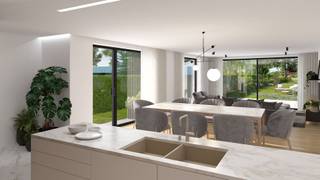 INDELING VAN DE WONINGGELIJKVLOERS- Inkomhal- Gastentoilet- Leefruimte met open keuken- Trap naar boven- Berging/wasplaats- Overdekte autostaanplaats...