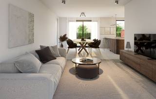 In deze doodlopenstraat wordt deze energiezuinige woning gebouwd. De woning is west georiënteerd. De indeling is als volgt Inkom met gastentoilet en trap, carport. Woonkamer met open keuken, berging/wasplaats. Op de verdieping: 3 slaapkamers , berging, badkamer met douche en bad, afzonderlijk toilet. Gelegen op het einde van de verkaveling en omgeven door groen. Bij het inrijden van de verkaveling is een ruime strook voorzien met bomen en groen, op die manier zit je over enkele tijd afgesloten van de brouwerijstraat. Prijs/kwaliteit is dit een aanrader <br />Een nieuwbouwwoning met materialen naar keuze voor alles inclusief 467.710€<br />Plannen zijn beschikbaar op kantoor. Voor inlichtingen bellen naar Conny 0498/696563 Info@flameestate.be