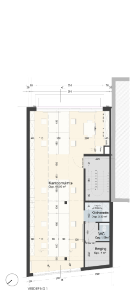 Roeselare-stadsrand. Trendy kantoorruimte van 100-125m² op het 2de, gelegen in een recent energiezuinig kantoorgebouw. Uiterst visueel en...