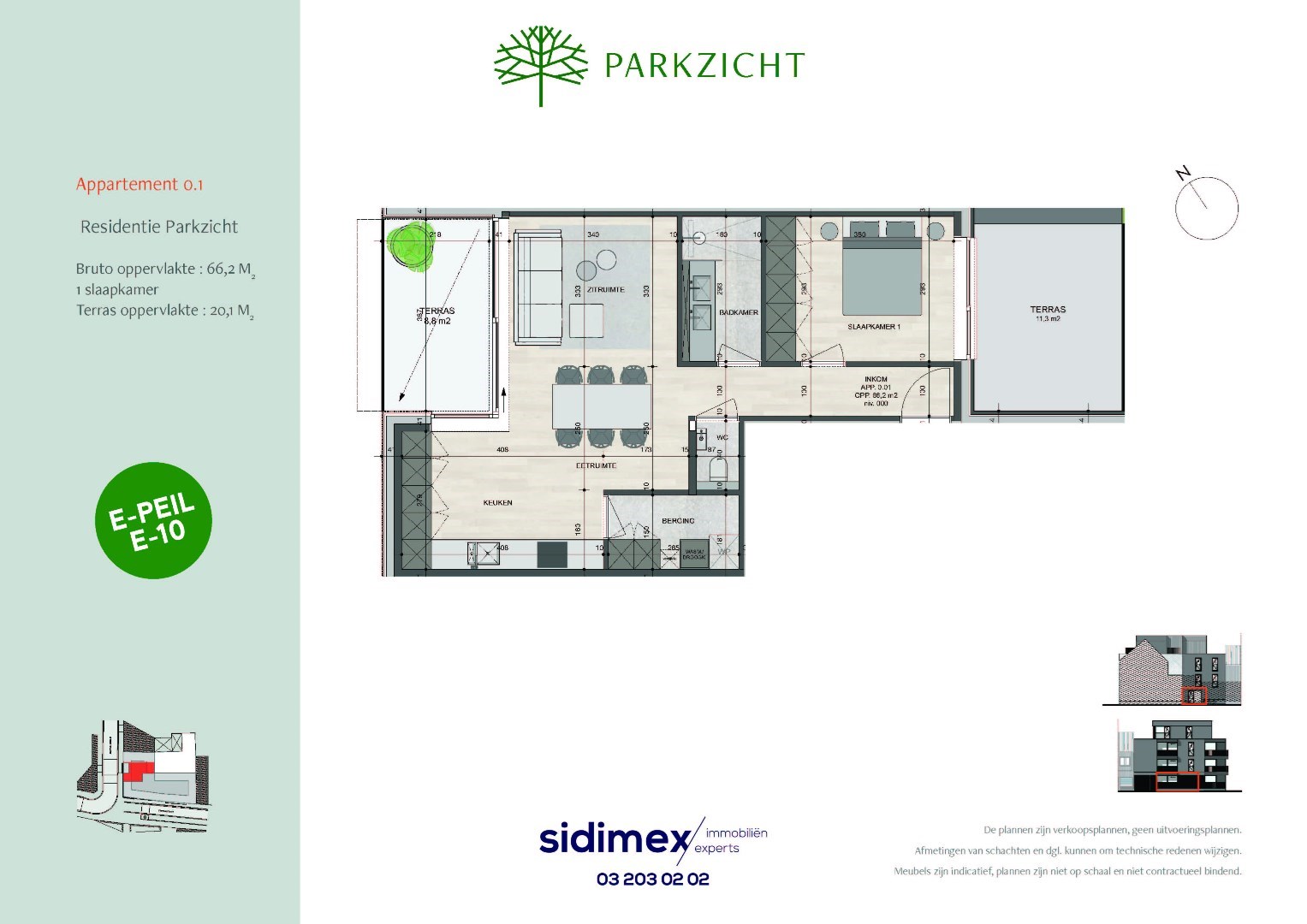 1 slpk appartement van ca. 66,2 m² en een terras van ca. 20,1 m² - foto 5