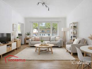 Licht appartement op wandelafstand van het Te Boelaarpark en diverse winkels.De inkomhal leidt naar de woon- en eetkamer (ca. 23 m²) met...