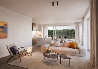 Ontdek Tilia Verde, een prestigieus nieuwbouwproject aan de Beversesteenweg in Roeselare. Dit project combineert modern wonen, duurzaamheid en een groene omgeving, op slechts een steenworp afstand van het bruisende stadscentrum. De appartementen in Tilia Verde zijn ontworpen met luxe en comfort in gedachten. Hoogwaardige afwerkingen, grote ramen voor veel natuurlijk licht, en elk appartement heeft een eigen terras voor rust en privacy. Appartement T1.2, op de eerste verdieping, omvat:- inkom- toilet- berging- woonkamer- keuken- 2 slaapkamers- badkamer- terrasEr zijn ook 15 garages aanwezig, 6 parkeerplaatsen voorzien van een laadpaal en 6 privatieve kelderbergingen.Neem gerust contact met ons op voor meer informatie over de beschikbare appartementen en mogelijkheden. Wij helpen u graag verder om uw droomwoning te realiseren!