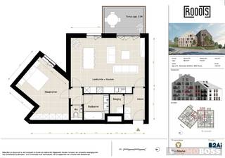 Het nieuwbouwproject van residentie ROOOTS ligt op de hoek van de Molendam en Saint-Sauveurstraat te Ronse. Dit op wandelafstand van het centrum, station en warenhuizen.<br /><br />INDELING: inkomhal, gastentoilet, leefruimte met ingerichte keuken, slaapkamer 1, badkamer, berging en terras. <br /><br />PLUSPUNTEN: <br />+ Bijna-energieneutraal (max E30) <br />+ Onroerende voorheffing: 50% vrijstelling onroerende voorheffing<br />+ centrale verwarming: warmtepomp &amp; vloerverwarming <br />+ prachtig zicht <br />+ Ondergrondse garageboxen, autostaanplaatsen en bergingen <br />+ Nabij station, scholen &amp; warenhuizen <br />+ Interessante investering <br /><br />MEER INFORMATIE OVER DIT PRACHTIG PROJECT? CONTACTEER 0488 98 13 30 of jens@immoboss.be!