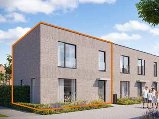 Deze woning wordt gebouwd volgens de laatste energetische normen en is uitgerust met een <strong>geothermische warmtepomp</strong> en een <strong>regenwater recuperatiesysteem</strong>.<br /><span>Op het gelijkvloers vind je de inkomhal met apart gastentoilet en berging. Verder is er de woonkamer en eetplaats met mooi zicht naar de tuin. De keuken is volledig ingericht en voorzien van alle toestellen. Op de eerste verdieping vind je drie slaapkamers, een apart toilet en een ingerichte badkamer. Standaard wordt er een </span>privétuin en <strong>tuinberging</strong><span> voorzien. </span><br />Meer info? Contacteer Christophe Blassieaux via 014 48 26 81 of Christophe.blassieaux@matexi.be
