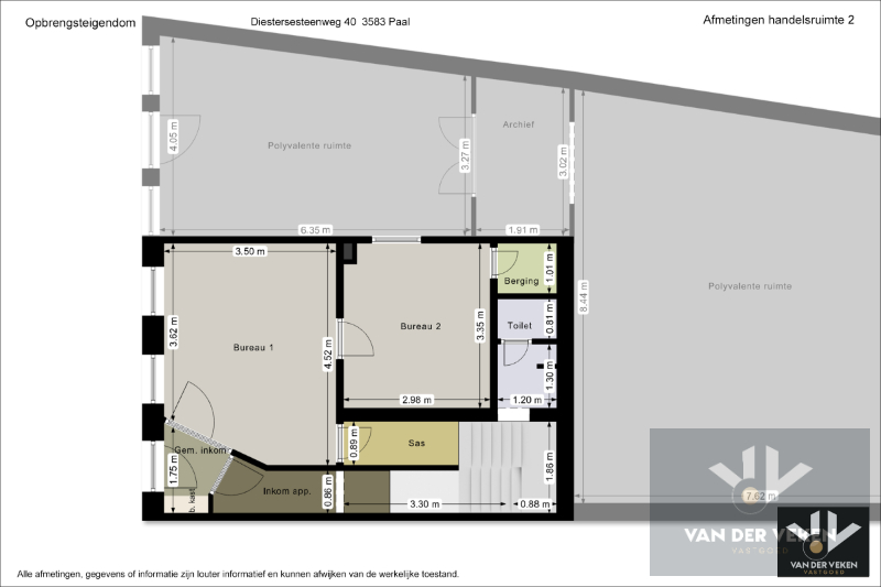 Opbrengsteigendom bestaande uit drie entiteiten: feestzaal/dienstencentrum, kantoorruimte en een duplexappartement kort aan de school en in het centrum van Paal, op een steenworp van het op- en afrittencomplex van de autosnelweg E313! - foto 3